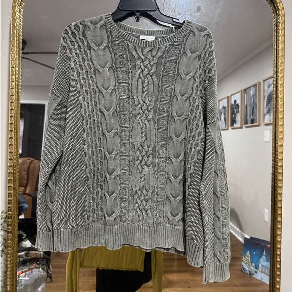 Distressed Cable Knit Sweater - Picture 1 of 2